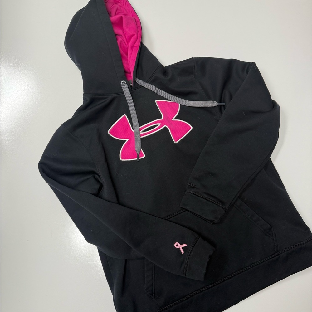 Under Armour Women's Black and Pink Logo Sweater